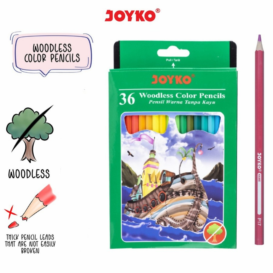 

Joyko Pensil 36 Warna Woodless Color Pencils Hexagonal Grip CP-122