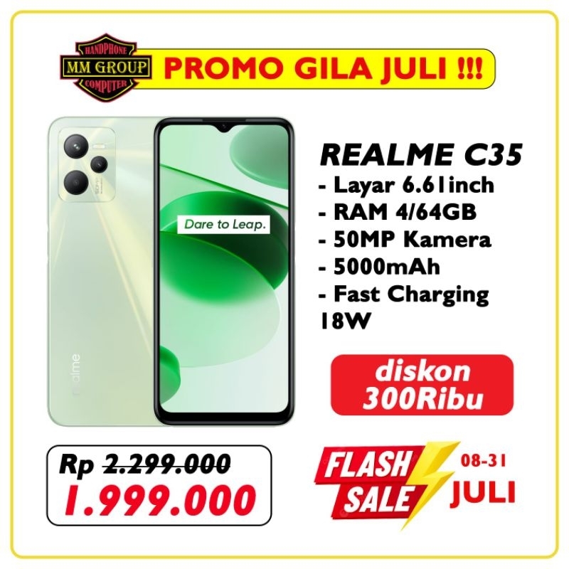 Flash Sale Hp Realme C35 Ram 4/64 Garansi Resmi