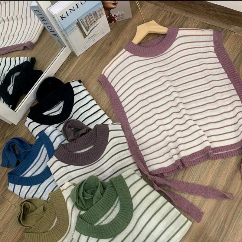 Mayden Rompi tali vest wanita/Atasan wanita rajut crop/Atasan wanita rajut korean style/Rompi crop t