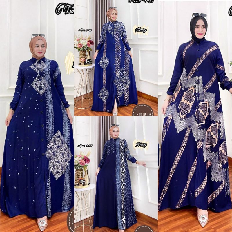 NEW GAMIS TWIL ORI MOTIF TERBARU WARNA NAVY