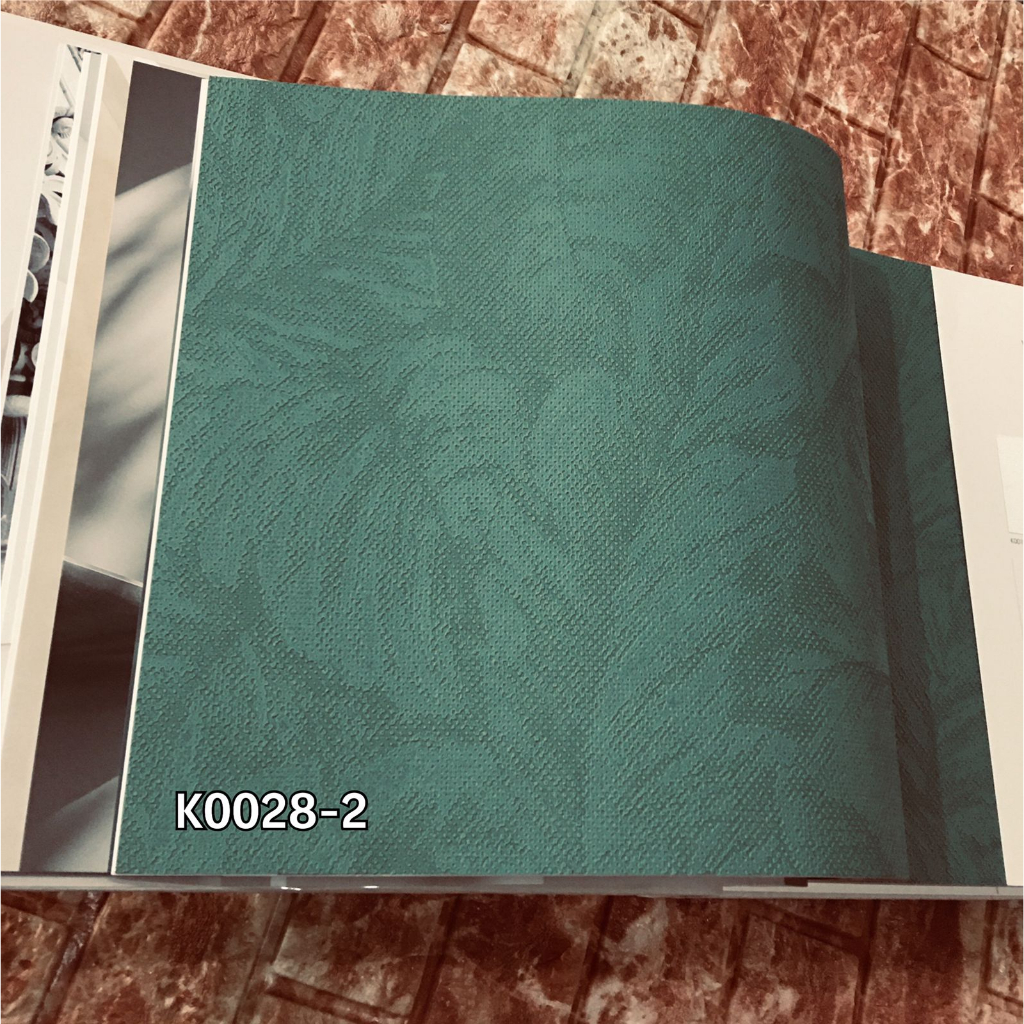 WALLPAPER DINDING KOREA POLOS TEKSTUR DAUN HIJAU PUTIH PREMIUM ESSENCE 28