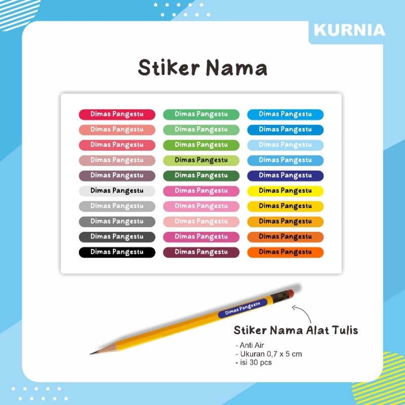 

Stiker Nama Alat tulis,stiker nama custom,stiker pensil