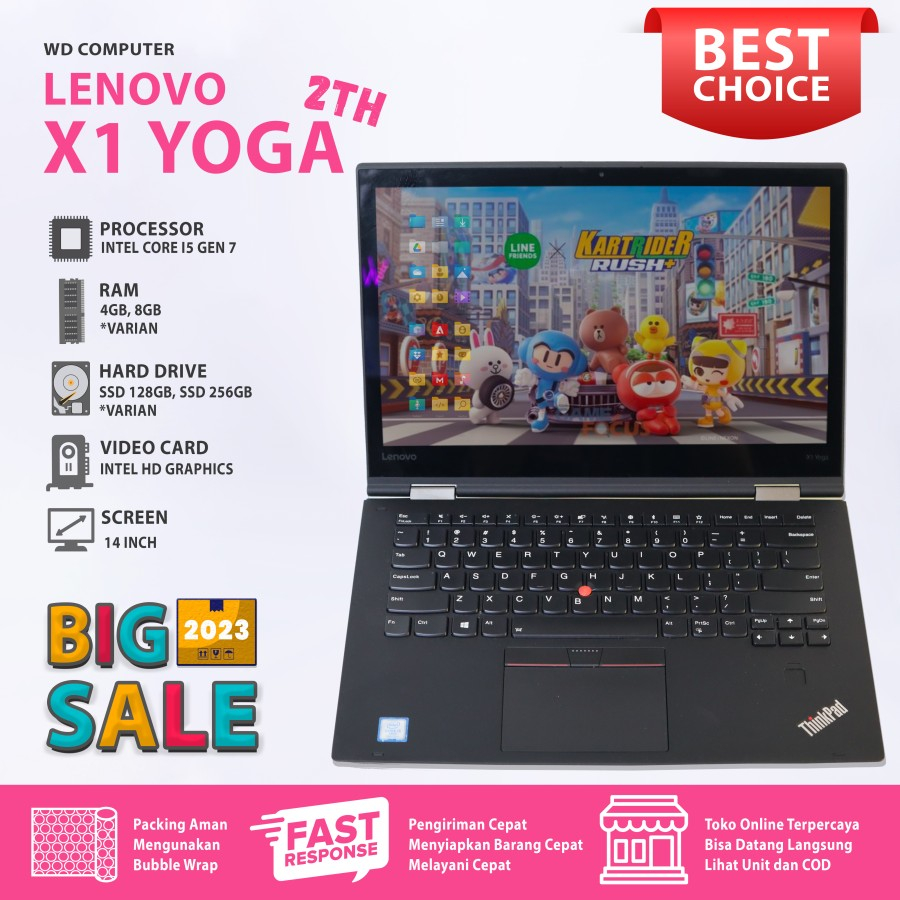 Promo Laptop Lenovo X1 Yoga 2th i5 gen 7 Ram 8gb ssd 256gb