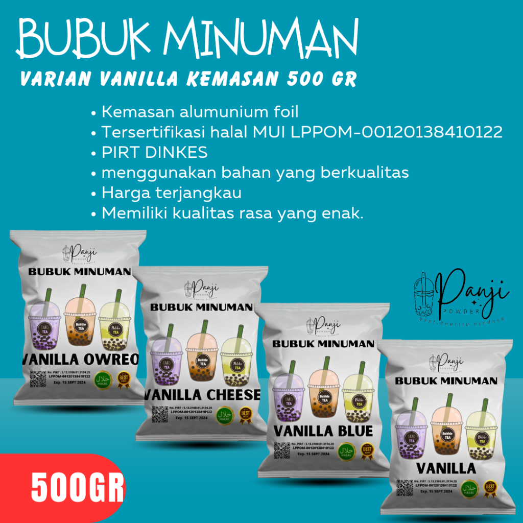 

500Gr BUBUK MINUMAN ANEKA RASA VANILLA SERBUK MINUMAN KEKINIAN BUBUK MINUMAN BOBA STICKY MILK 500GR