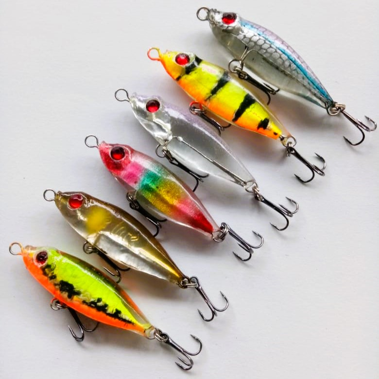 Swimmer Resin Fake Lure 4 cm Umpan Pancing Casting Hampala Mahser Gabus Baby GT Kerapu Baramundi Ter
