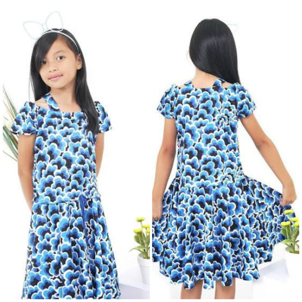 Dress curly kids blue icon kids