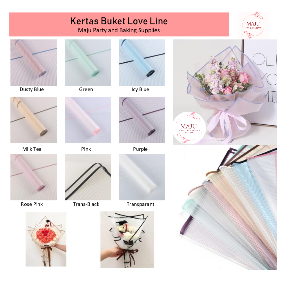 

(20 lembar per pax) Kertas Buket Diagonal Line / Flower Wrapping / Kertas Bunga / Flower Paper / Cellophane Paper