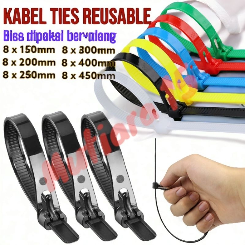 Kabel Ties Zip Cable Organizer Reusable Bisa Di pakai ber-ulang ulang - tali ikat kabel tis pipa - t