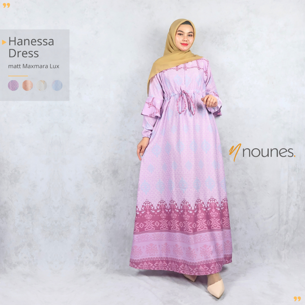 Nounes Hanessa Dress Gamis Motif Wanita matt Maxmara Lux