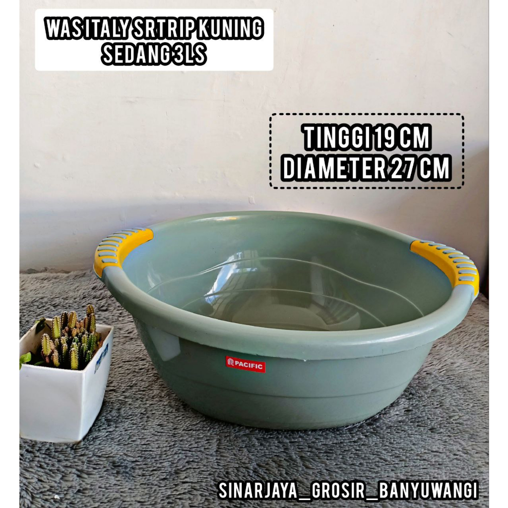 Baskom  Itaty Srtrip Kuning Sedang Plastik/Ember Plastik