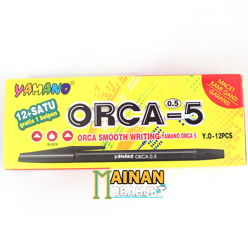 

ATK PULPEN PENA SATUAN ORCA-5 PULPEN BLACK WRITING YAMANO ALAT TULIS PULPEN ANAK ORCA SMOOTH SATUAN