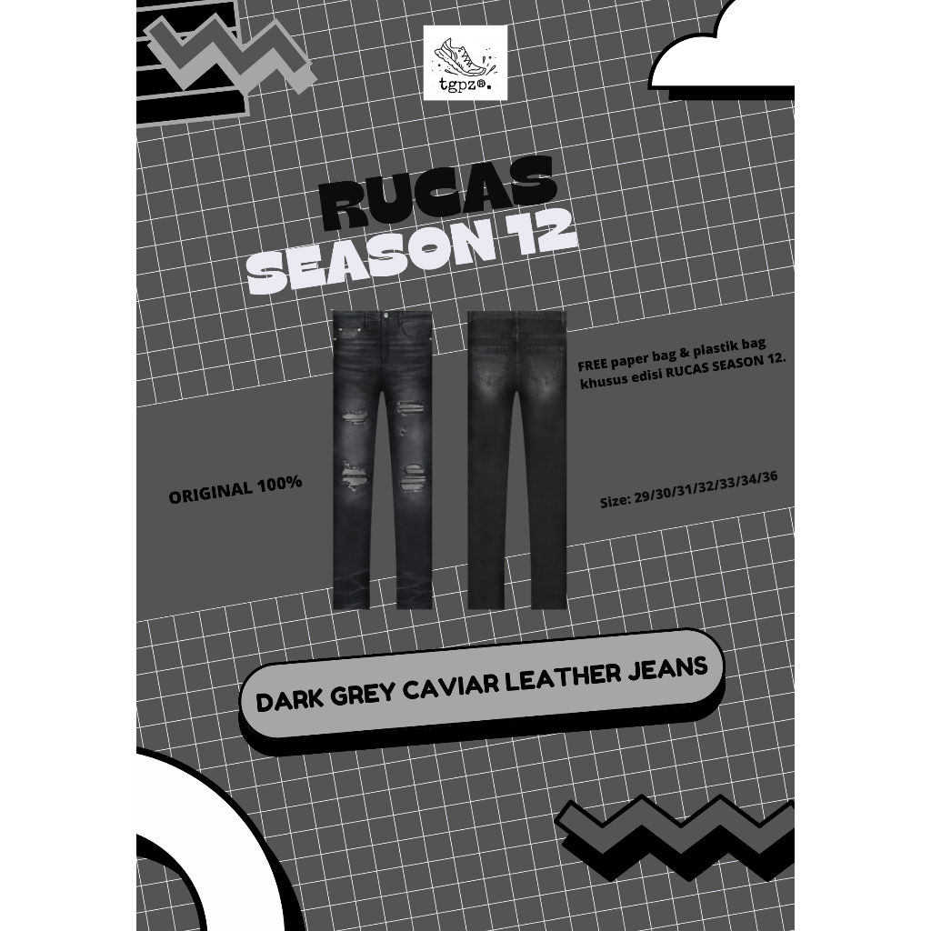 RUCAS SEASON 12 | RUCAS Dark Grey Caviar Leather Jeans