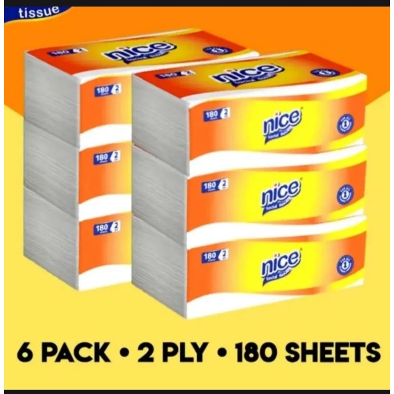 	 [BARCA] Promo Tissue Nice Paket isi {6 Pisc } Tissue Nice Faciel 2 Ply 180 Sheets	