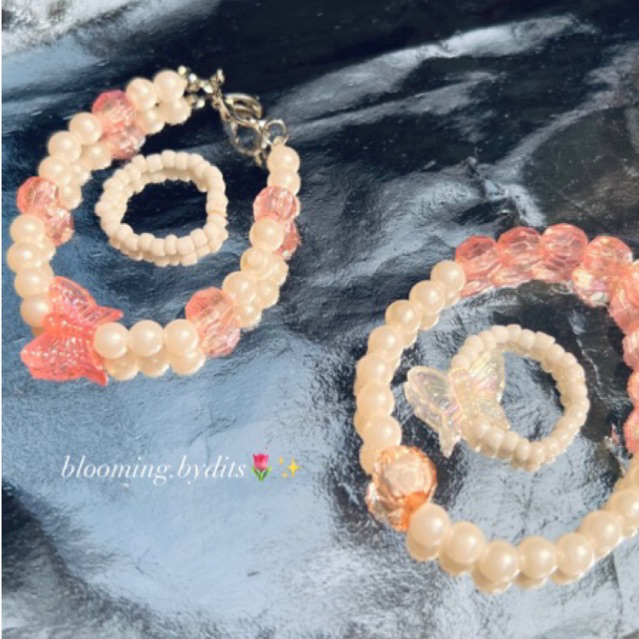 Pink butterfly✨| One set beads (ring & bracelet)