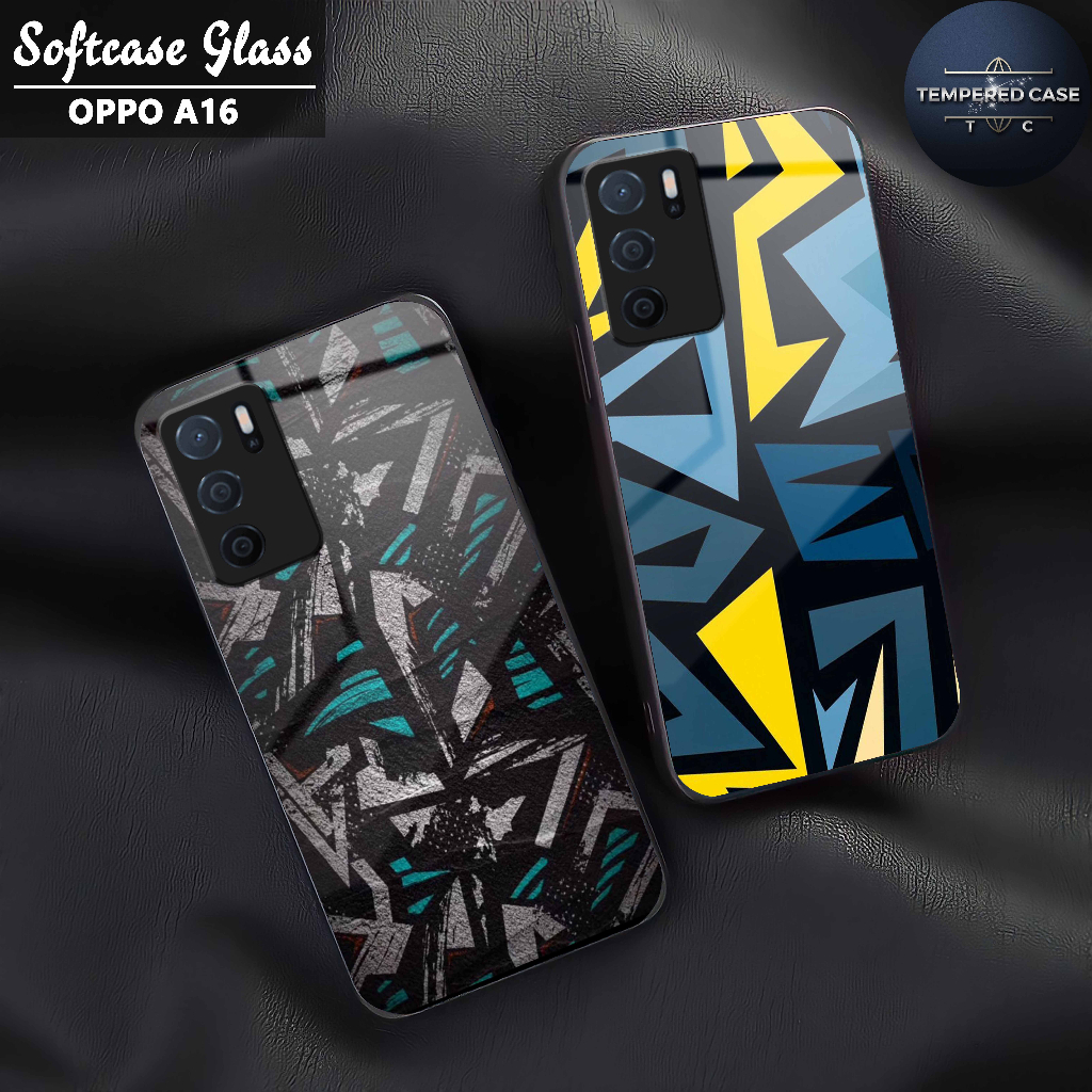 Softcase Glass Kilau glossy Fashion Motif - Case Oppo A16 kaca glossy Casing Hp Oppo A16 mengkilap -