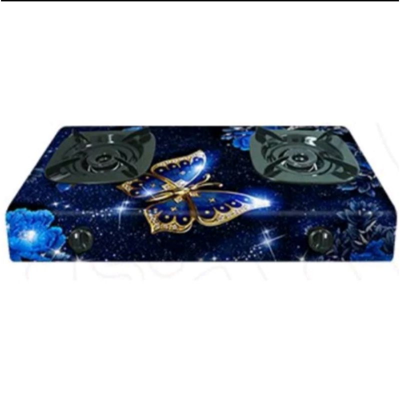 Stiker kompor 2 tungku warna biru navy