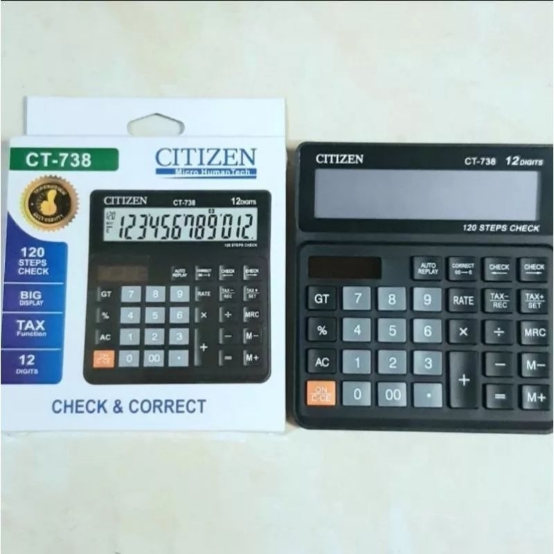 

KALKULATOR Dagang murah CT 738 - 12 DIGIT - CHECK AND CORRECT - TAX FUNCTION - BIG DISPLAY