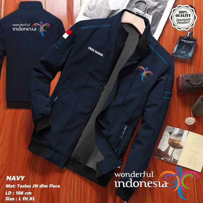 Jaket Wonderful Indonesia Pariwisata Free Custom Nama WISATA