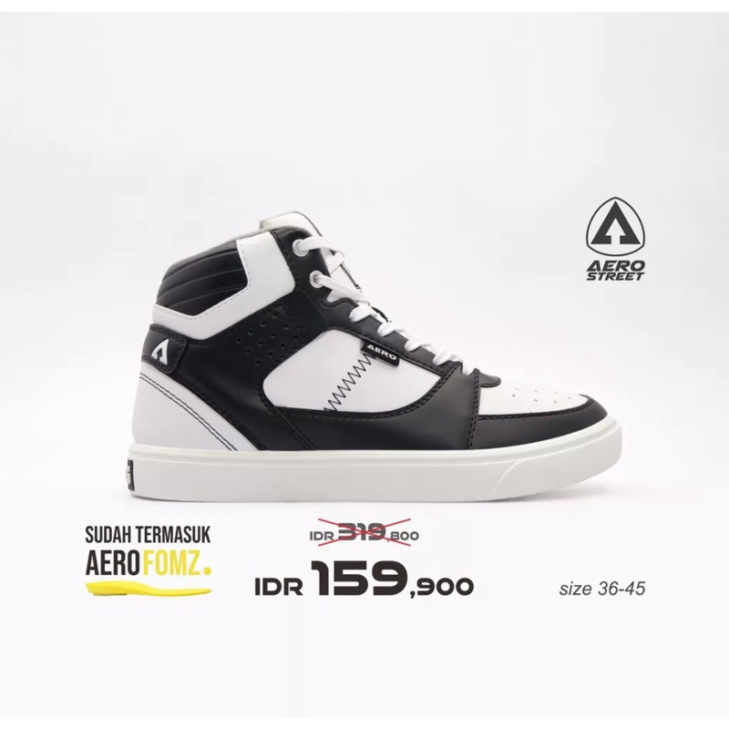 [ORIGINAL 100%] Aerostreet Hoops High Hitam Putih Limitied Edition