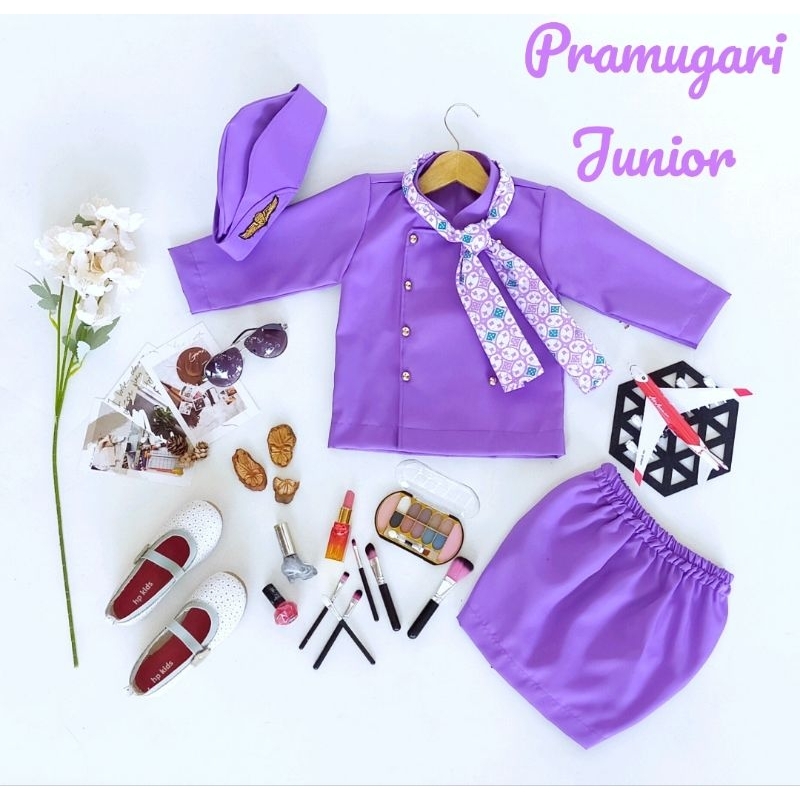 kostum pramugari ungu/baju pramugari anak/seragam pramugari anak/kostum karnaval anak