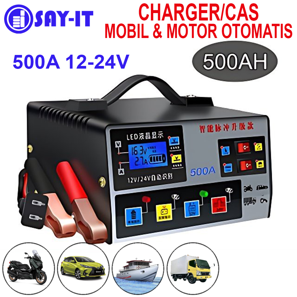 Charger Cas Baterai Aki Otomatis Smart Intelligent Auto Repair Mobil Motor dsb Portable 700W 12/24V 