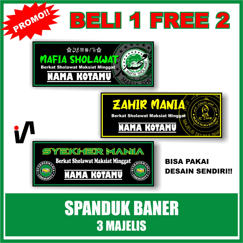 

(Promo Beli 1 Dapat 3) Spanduk Banner AZ ZAHIR Mania, Mafia Sholawat, Syekher Mania