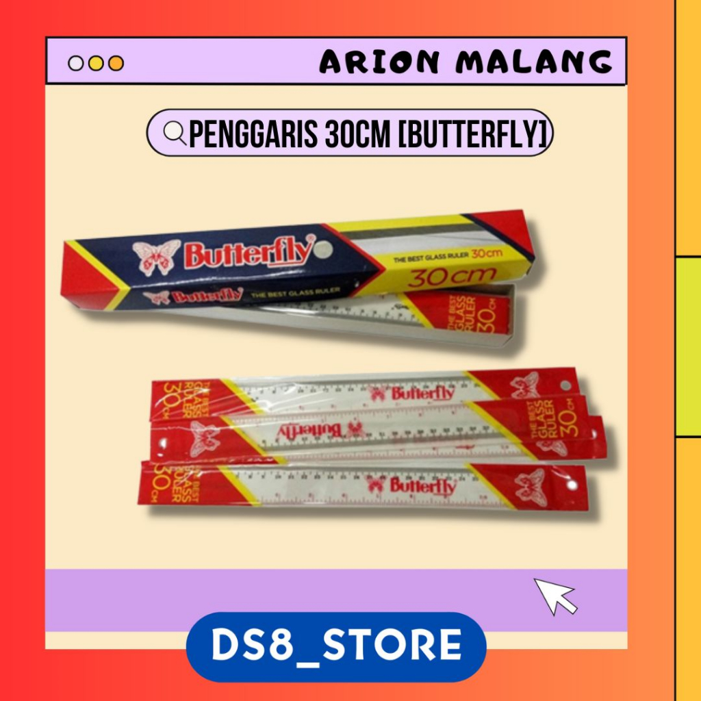 

Penggaris 30 CM Plastik/Akrilik BUTTERFLY