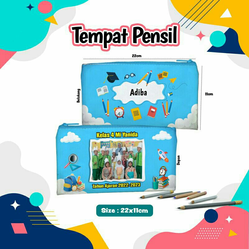 

tempat pensil custom variasi foto, nama, desain