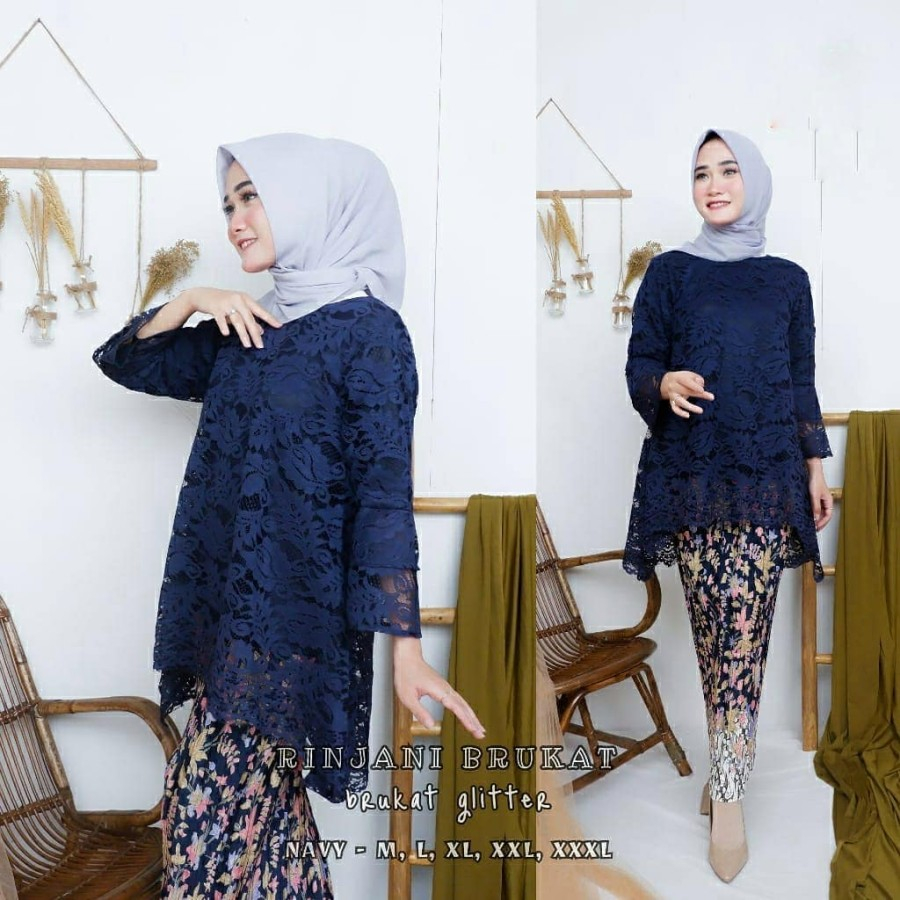 SET KEBAYA RINJANI  M L XL XXL 3XL 4XL  /KEBAYA BRUKAT JUMBO/ATASAN TUNIK JUMBO/ GAMIS PESTA/KEBAYA 