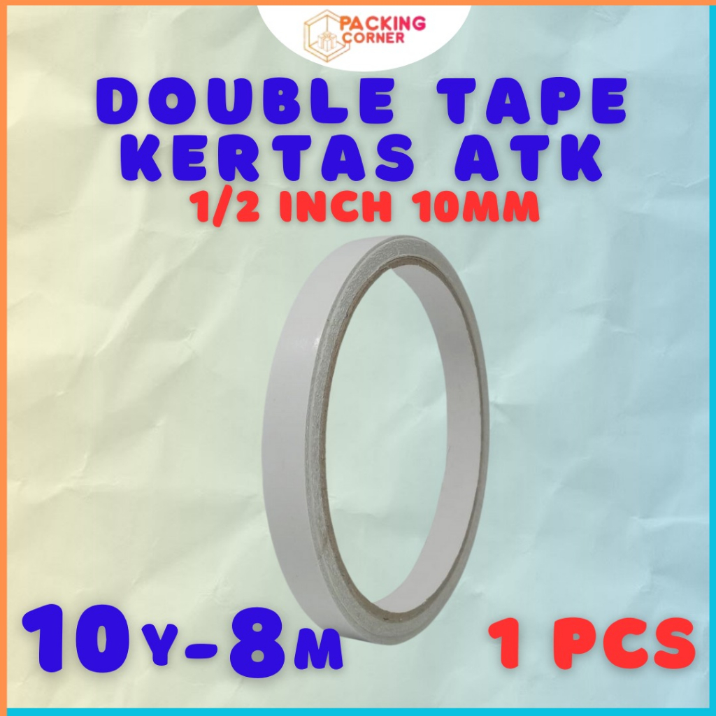 

Double Tape Kertas 10mm x 8m ATK Paper Doubletape 1/2 inch 10 mm 8 Meter