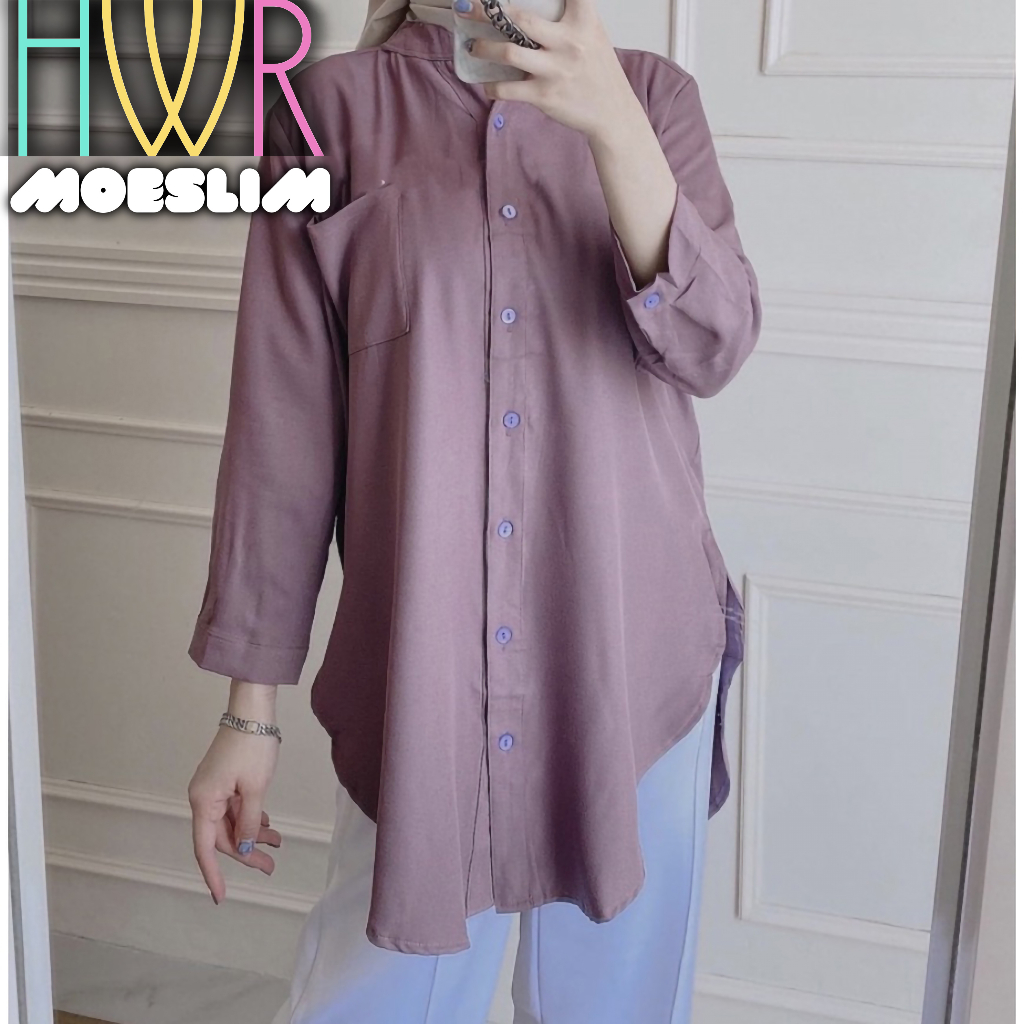 Tunik Wanita Danila Crinkle Airflow Merupakan Atasan Kameja Cardigan Baju Blouse Polos Fashion Musli