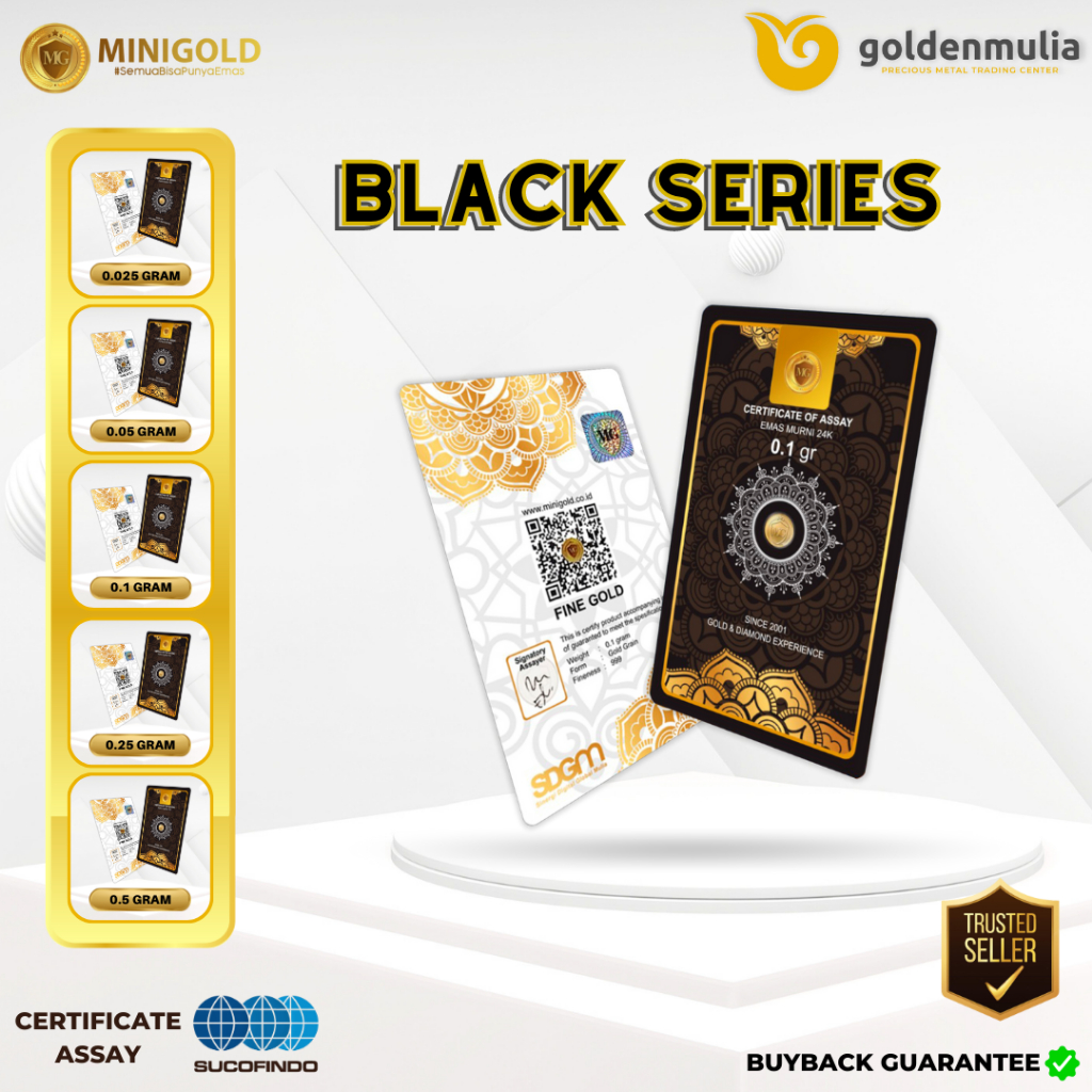 Golden Mulia Logam Mulia MINI GOLD Black Series 0.025 gr, 0.05 gr, 0.1 gr