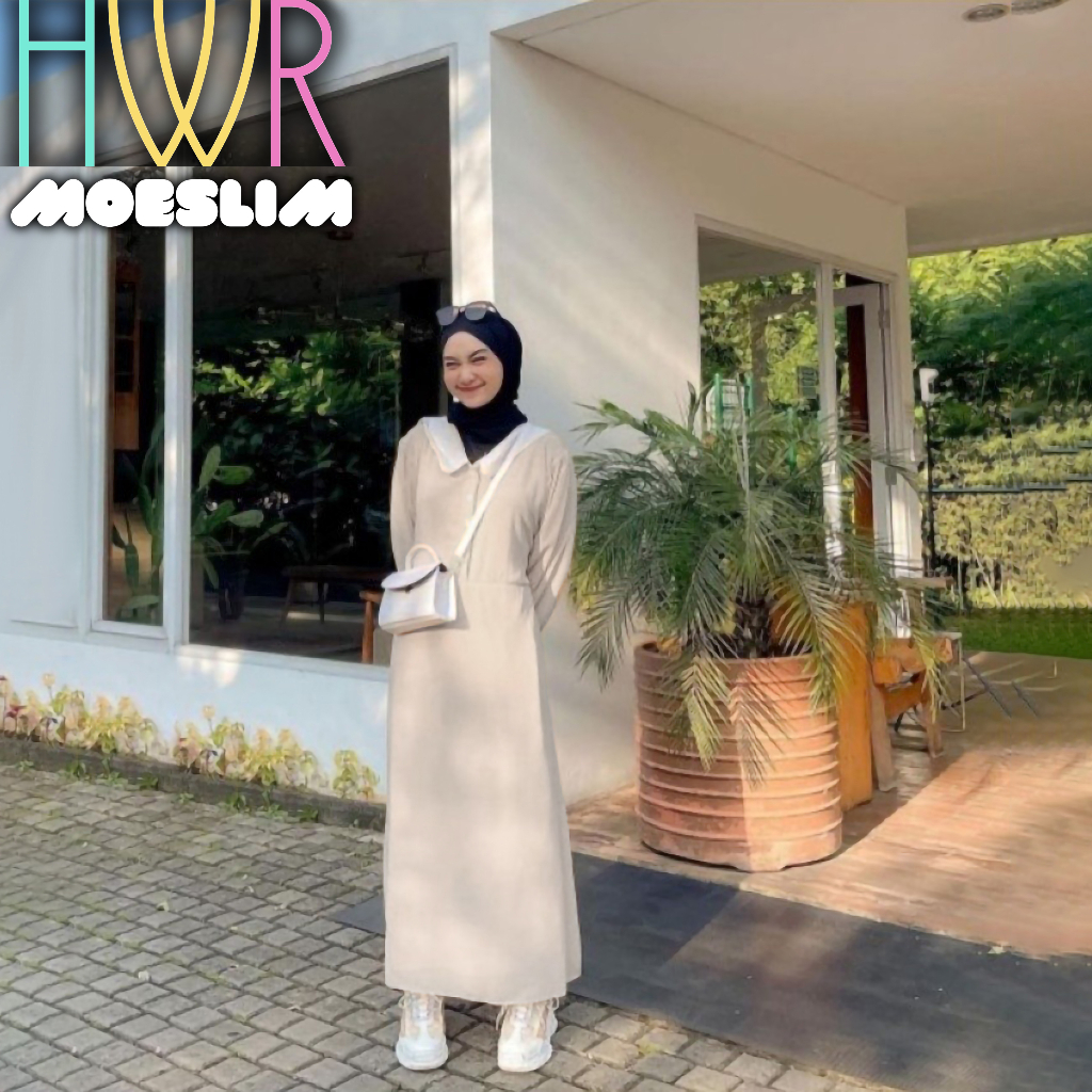 Dress Wanita Korean Style Nabila Casual Terbaru Model Gamis Kondangan Remaja Dan Baju Polos Kekinian