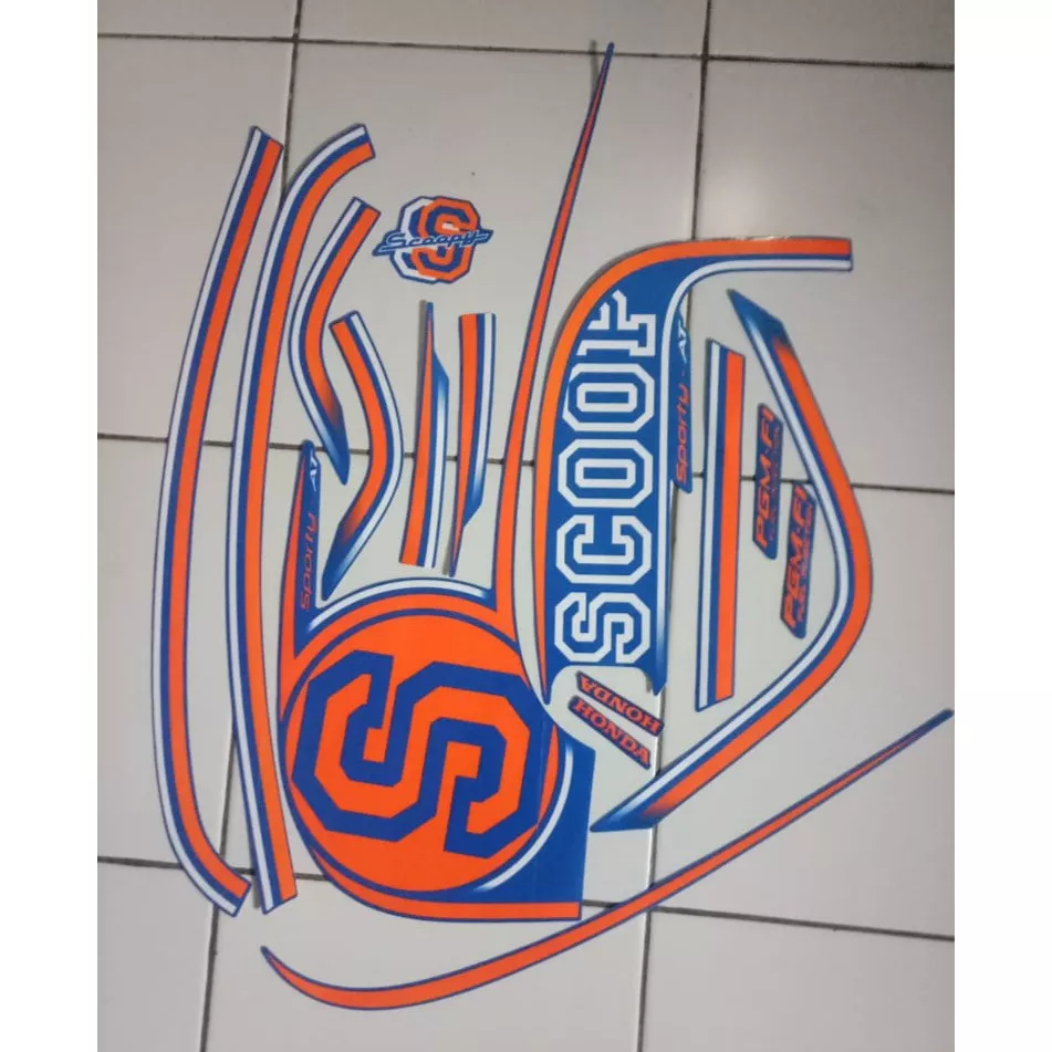 stiker striping honda scoopy sporty 2014 biru lis body standar original