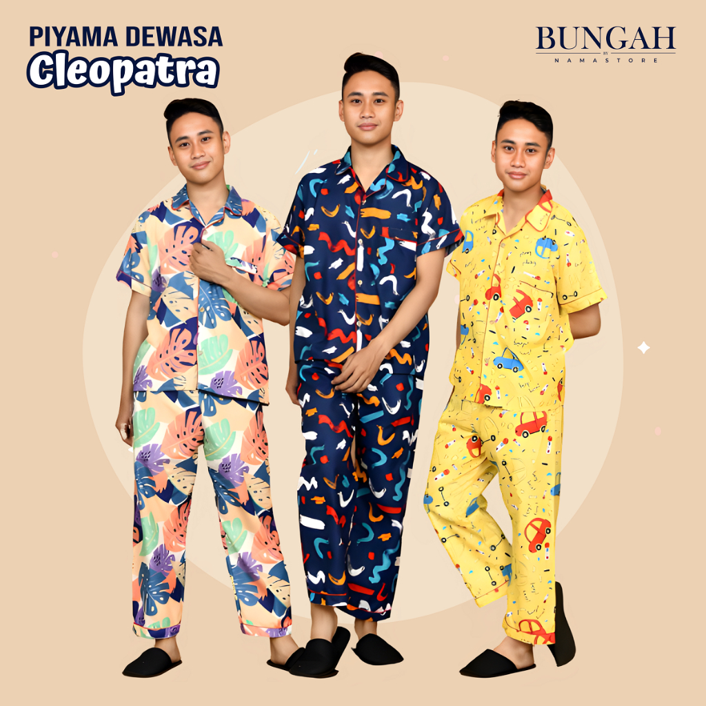 Cleopatra Piyama Pria Dewasa Ukuran M - XXL Bahan Microtex Motif Karakter / Setelan Baju Tidur Celan