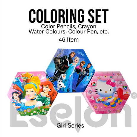 

Crayon 46set 4in1 karakter / Set mewarnai+melukis 46set