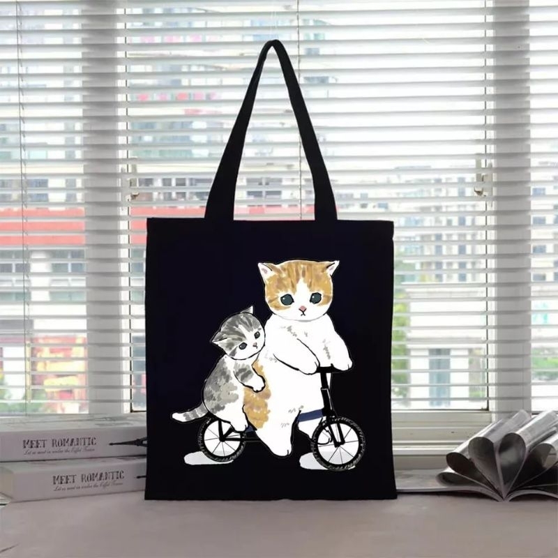 TOTE  BAG KUCING LUCU PAKAI RESLETING