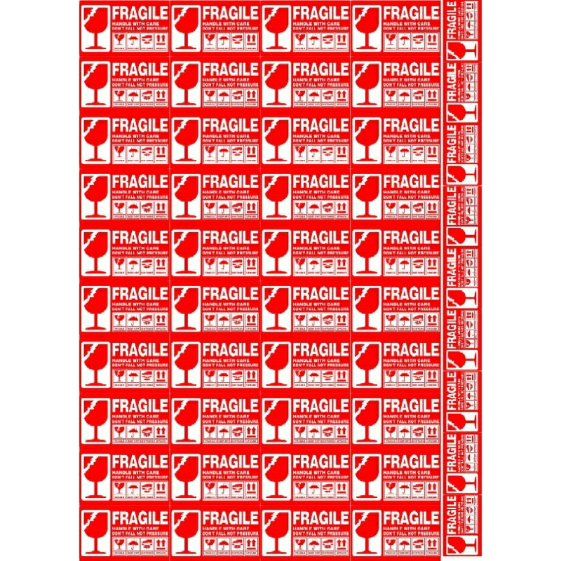 

STICKER LABEL FRAGILE UNTUK BARANG PAKET UKURAN A3