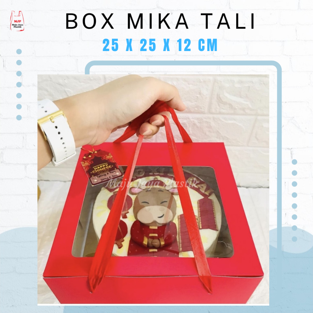 

BOX WARNA TALI TUTUP MIKA 25x25x12 Kotak Hampers natal christmas imlek puding cake box ulang tahun