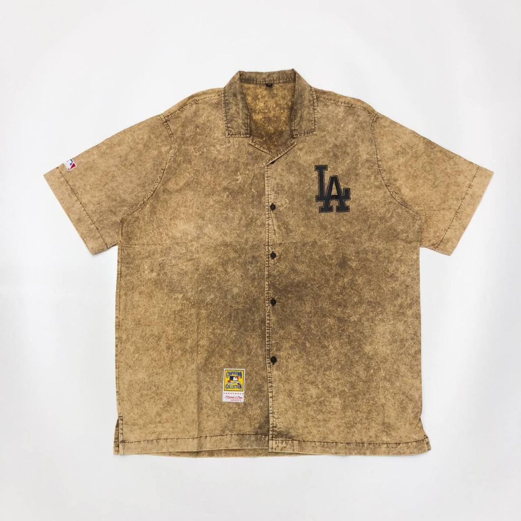 KEMEJA CASUAL MLB PRIA DEWASA SIZE M L XL LENGAN PENDEKCOKLAT