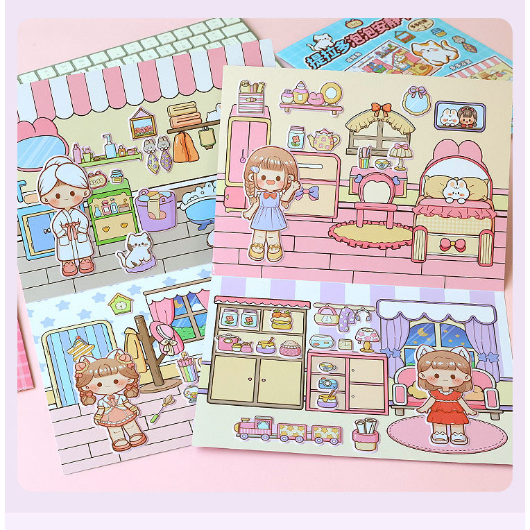 

Quiet Book Stiker Dodogirl 3D Background Quiet Book Buku Edukasi DodoGirl Dekorasi Rumah Stiker DIY TLD022