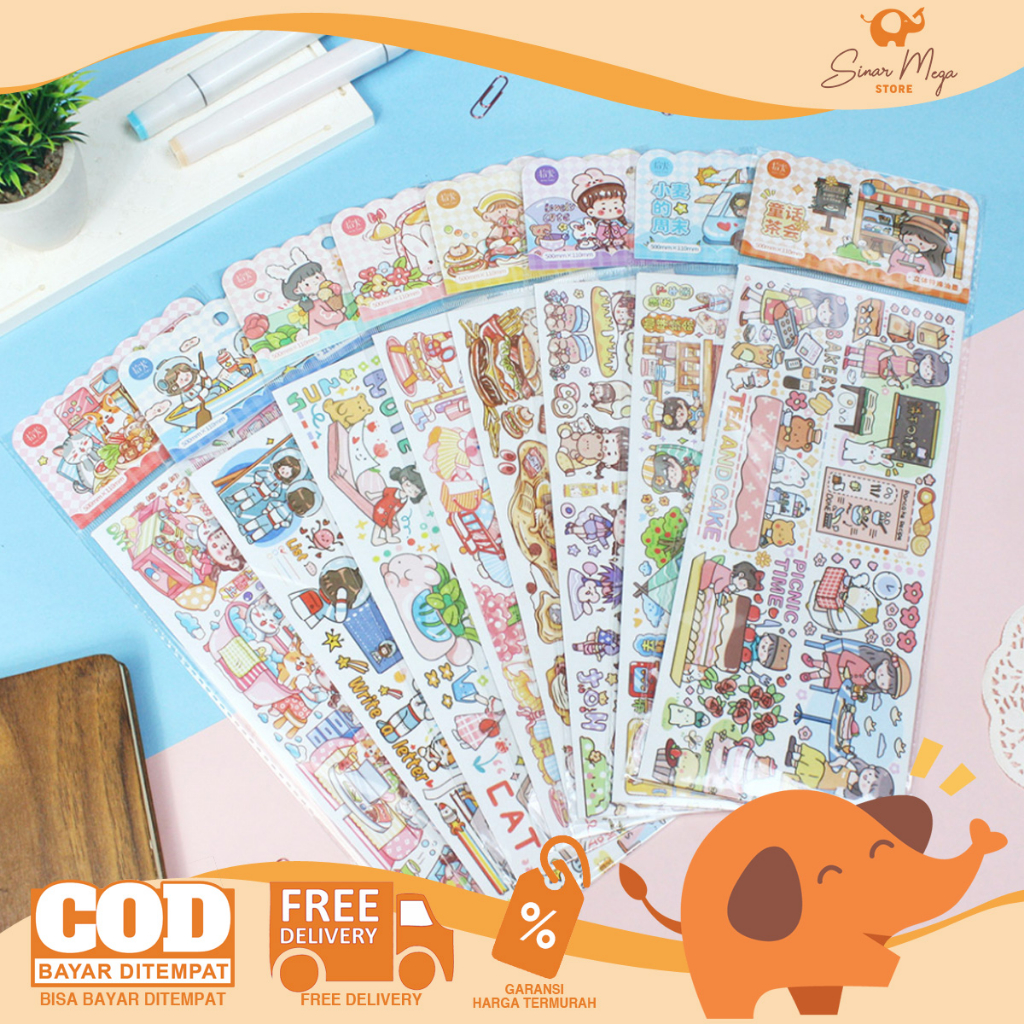 

Sweetheart Colorful World 50cm Stickers / Sticker Washi Motif Lucu / Stiker Tempel Washi