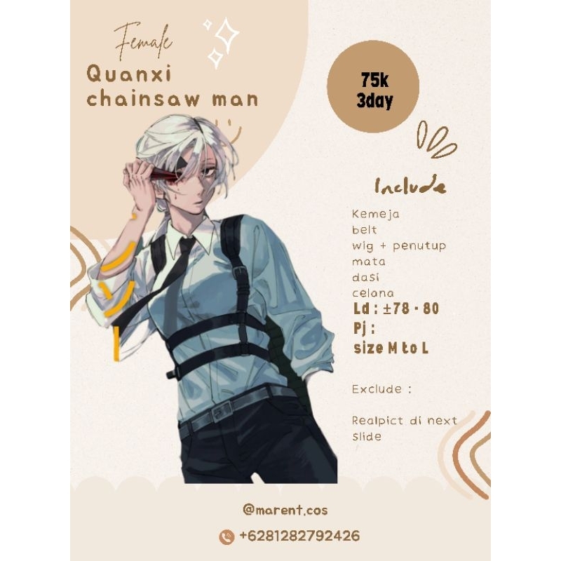 RENTAL COSTUM COSPLAY QUANXI CHAINSAWMAN