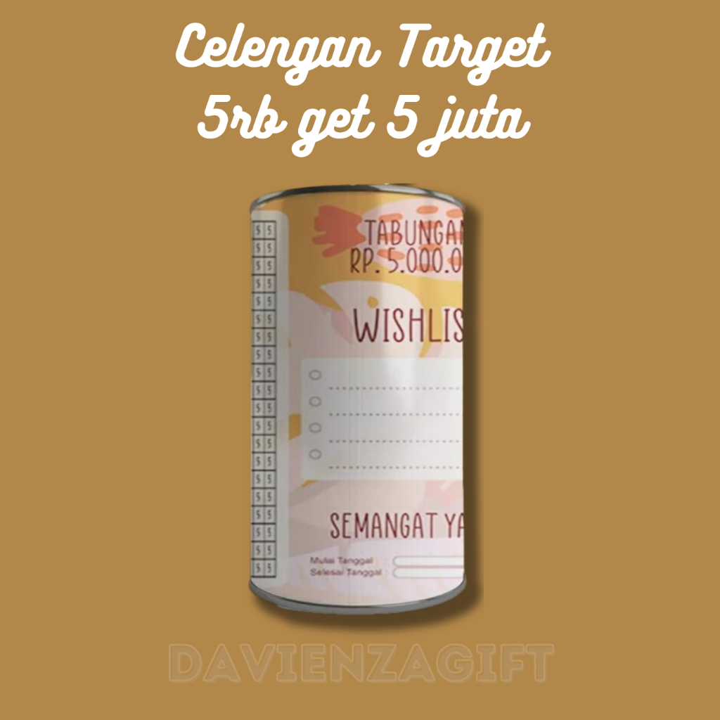 Celengan Target 5 Juta Pecahan 5k Ukuran 20x10cm