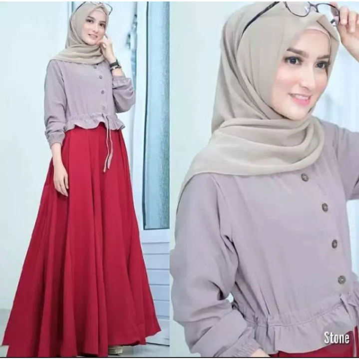 Gamis ANJANI/Dress/Fashion Muslim/Pakaian Muslim Wanita/Bahan CRICKLE AIRFLOW