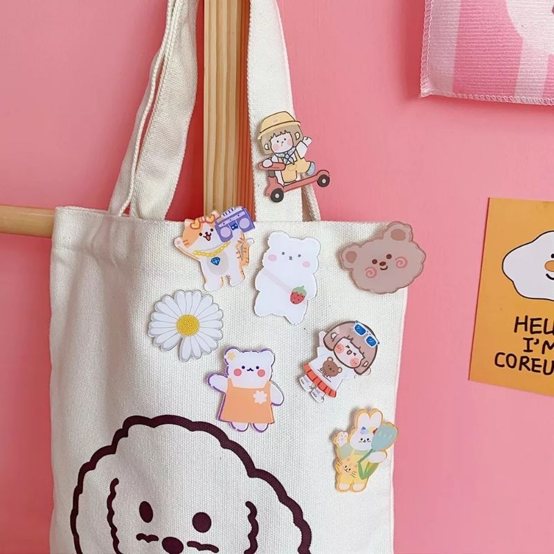 GAEKOPEDIA PIN AKRILIK CUTE PIN TAS PIN KARAKTER BROS LUCU ALA KOREA