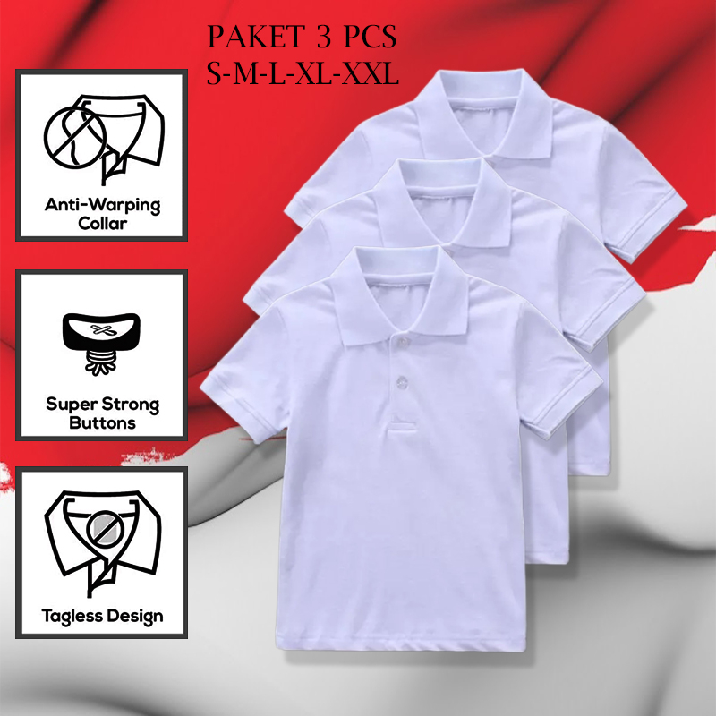 Sinayah olshop - Baju kaos kerah polo putih anak 1-11  tahun / polo shirt anak / kaos polo seragam a