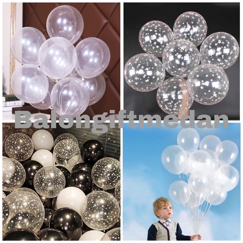 BALON LATEX TRANSPARAN BINTANG