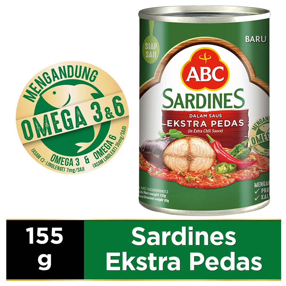 

Abc Sardines Extra Pedas 155G / Sarden ABC Saus Kemasan Kaleng