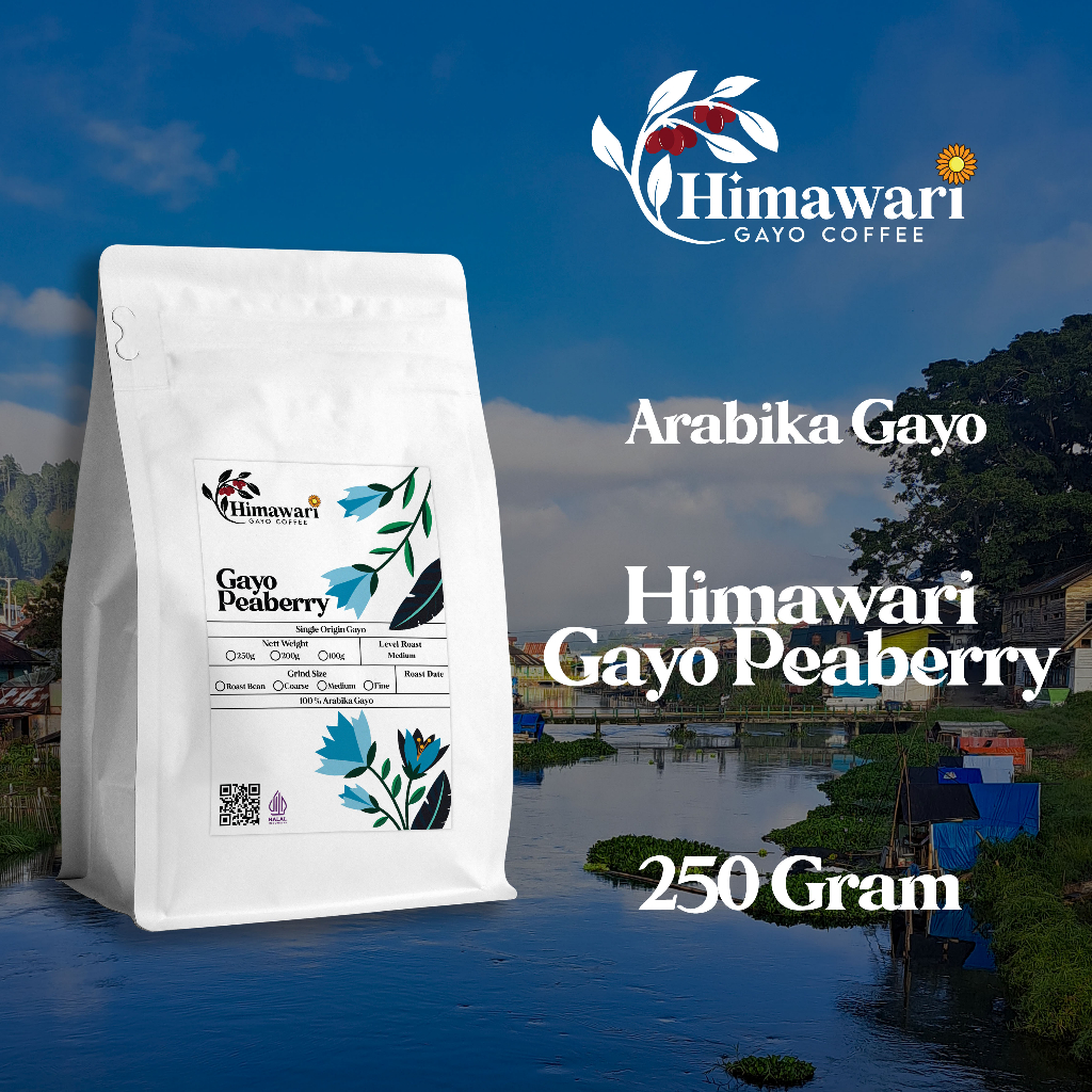 

Himawari Kopi Arabika Gayo Peaberry Biji Lanang Roast Bean dan Bubuk Kopi 250 gram